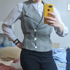 Emporio Armani Gray Plaid Vest